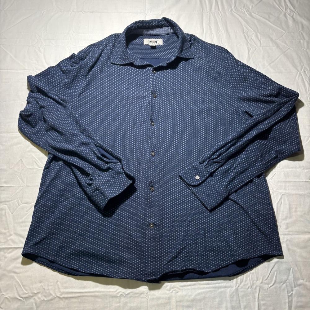 Joseph Abboud Shirt Mens XL Blue Geometric Print Long Sleeve Button Front